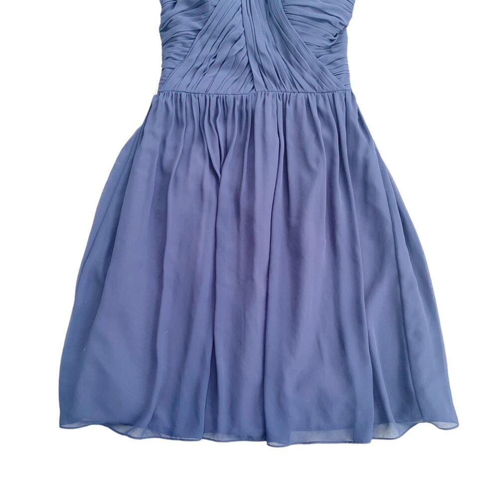 Bill Levkoff Chiffon Short Strapless Dress Sweetheart Neckline Navy 6 Bridesmaid - Picture 7 of 12
